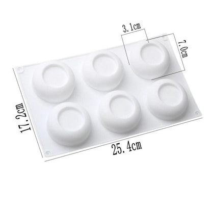 6-Cavity Round Concave Flower Pots Mousse Mold Silicone Dessert Cake Mold, Flower Pots