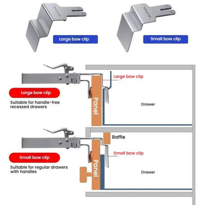 RUITOOL Stainless Steel Push Quick Drawer Clamp Adjustable Telescopic Woodworking Fixture Clamps, Small Bow Clip, Small Bow Clip + 1pc Big Bow Clip Plate