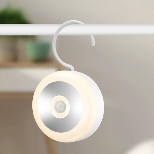 LED Motion Sensor Light With Hidden Hook Adhesive Pads and Magnet, Warm Light, White Light