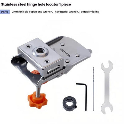 RUITOOL Stainless Steel Hinge Puncher Locator Adjustable Margin Quick Jig Woodworking Closet Door Hinge Punching Tool, 5 In 1, 6 In 1