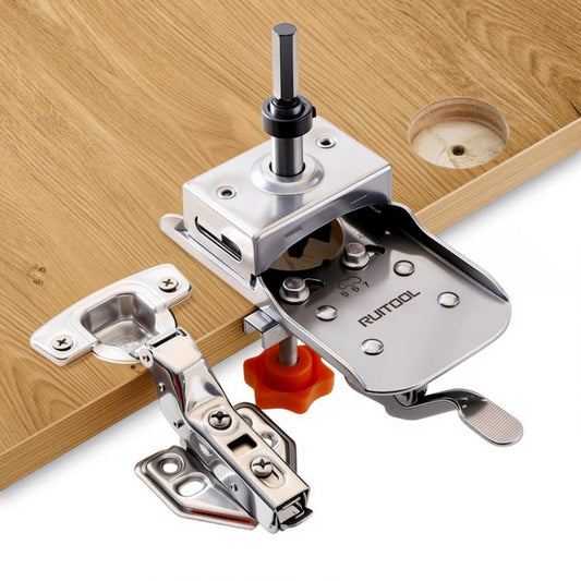 RUITOOL Stainless Steel Hinge Puncher Locator Adjustable Margin Quick Jig Woodworking Closet Door Hinge Punching Tool, 5 In 1, 6 In 1