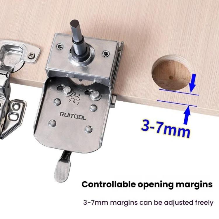 RUITOOL Stainless Steel Hinge Puncher Locator Adjustable Margin Quick Jig Woodworking Closet Door Hinge Punching Tool, 5 In 1, 6 In 1