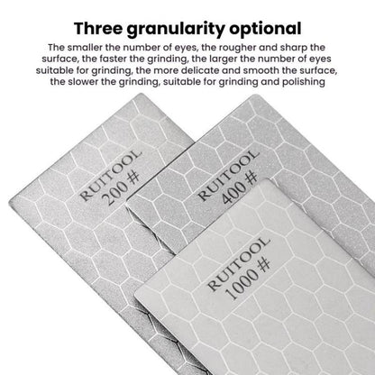 RUITOOL Emery Sharpening Disc Rectangular Diamond Honeycomb Knife Sharpener Household Polishing Tool, 200#, 400#, 1000#