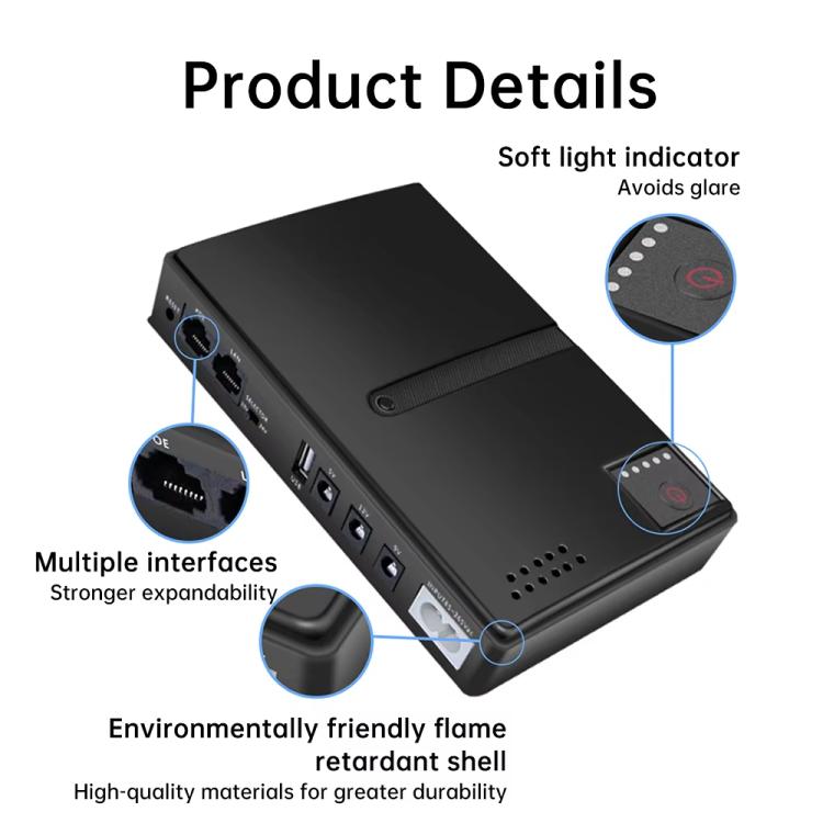Uninterruptible Power Supply with DC Output 5V/9V/12V for Router, Modem, Security Camera, Mobile Phone