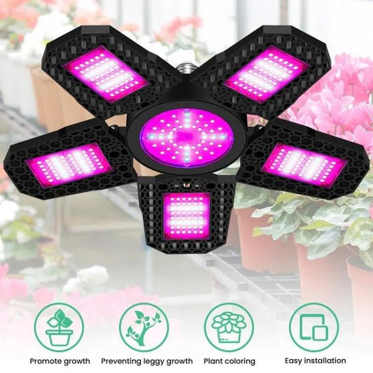 مصباح LED للنباتات قابل للطي والتحويل بخمس أوراق، مناسب للصوبات الزراعية، مصابيح تعبئة النباتات الحمراء والزرقاء، 216 مصباح LED، 252 مصباح LED، 288 مصباح LED