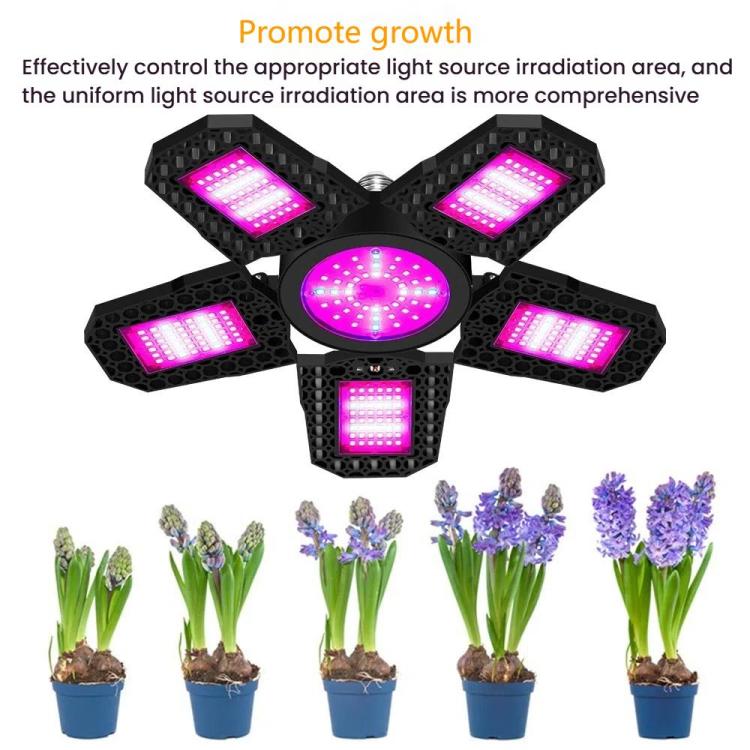 مصباح LED للنباتات قابل للطي والتحويل بخمس أوراق، مناسب للصوبات الزراعية، مصابيح تعبئة النباتات الحمراء والزرقاء، 216 مصباح LED، 252 مصباح LED، 288 مصباح LED