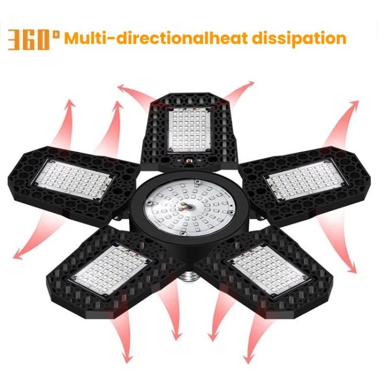 مصباح LED للنباتات قابل للطي والتحويل بخمس أوراق، مناسب للصوبات الزراعية، مصابيح تعبئة النباتات الحمراء والزرقاء، 216 مصباح LED، 252 مصباح LED، 288 مصباح LED