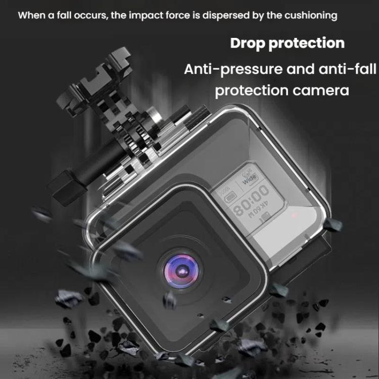 جراب TELESIN الواقي المقاوم للماء لكاميرا GoPro HERO8 باللون الأسود حتى عمق 50 مترًا، جراب غوص، ملحقات كاميرا رياضية