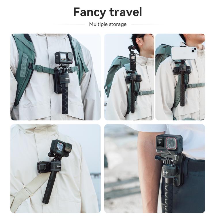 حامل عصا سيلفي من AMagisn، حقيبة ظهر لكاميرا الحركة، ملحق سريع لكاميرا Insta360 / DJI / GoPro