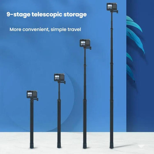 عصا سيلفي رياضية من TELESIN Gen 2 بطول 2.7 متر مصنوعة من ألياف الكربون لكاميرا GoPro HERO13 باللون الأسود / Insta360