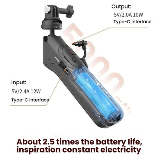 حامل ثلاثي محمول من PGYTECH Mantis Chargeing Grip، لكاميرا GoPro