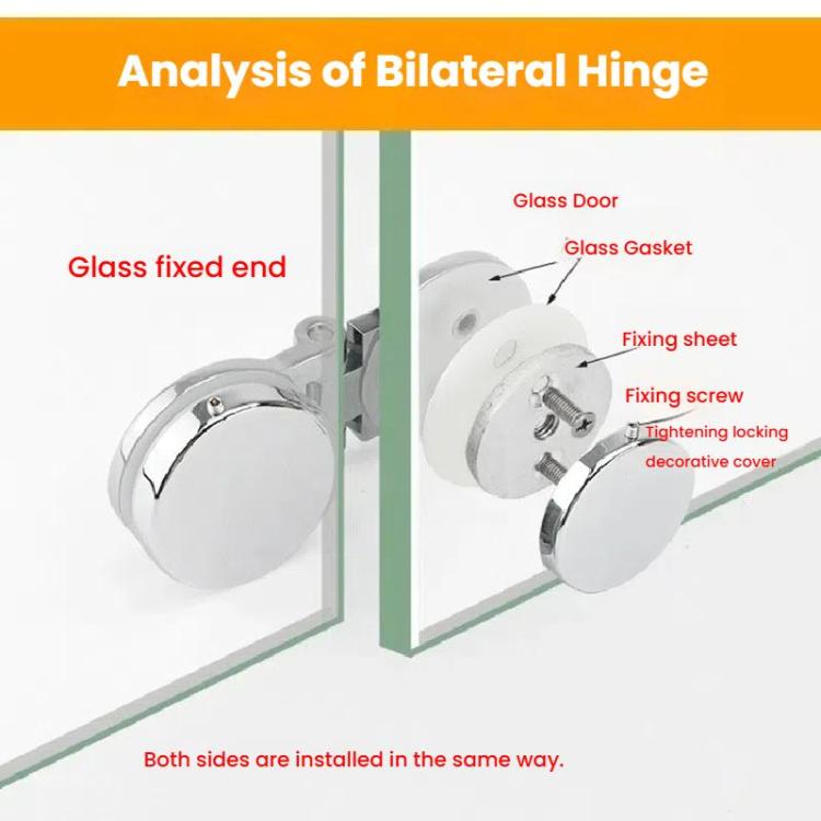 Frameless Glass Door Hinge Display Wine Cabinet 180 Degree Window Door Round Hinge, Single Side Small, Single Side Large, Bilateral Small, Bilateral Large