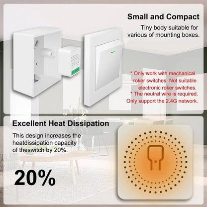 Smart Switch DIY Breaker 2 Way Control Voice Control, Compatible Tuya Zigbee 16A, Compatible eWeLink Zigbee 16A