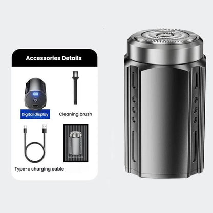 Portable Electric Shaver for Men with LCD Display – Travel-Friendly Mini Shaver, USB Type-C Fast Charging, Waterproof & Washable Design, 6-blade Head Dark Metallic Gray, Floating Blade Dark Metallic Gray, 6-blade Head Black, Floating Blade Black