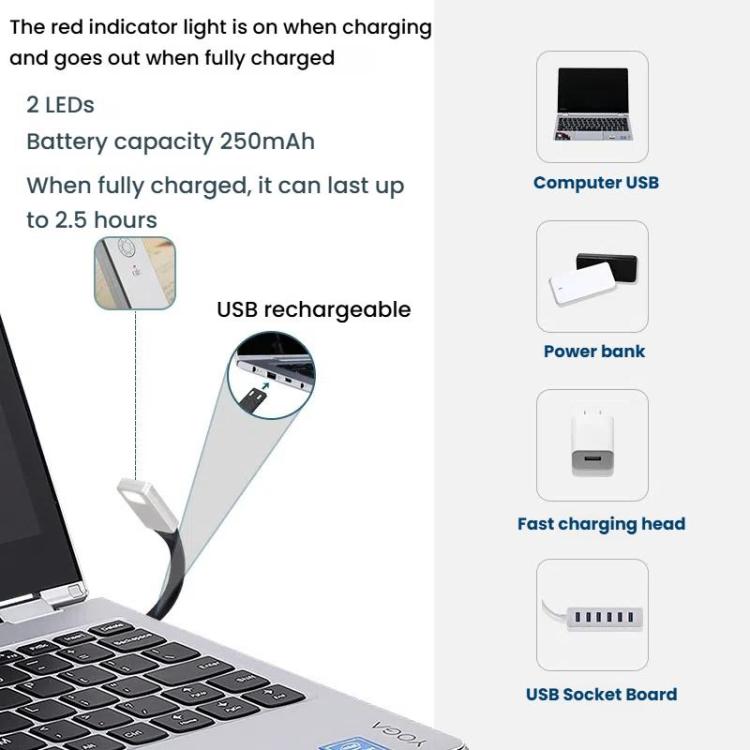 Portable Clip Book Lamp Mini Desk Lamp Learning Reading Rechargeable Clip Bookmark Light