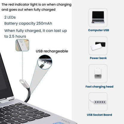 Portable Clip Book Lamp Mini Desk Lamp Learning Reading Rechargeable Clip Bookmark Light