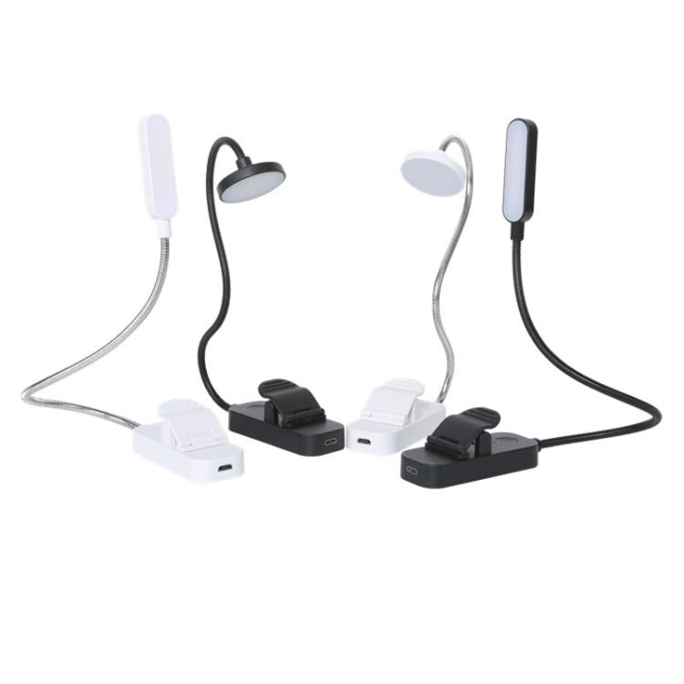 Hose Clip Book Light Night Reading Lamp Adjustable Brightness USB Rechargeable Book Clip Lights, 8LED Long Strip Type-White, 8LED Long Strip Type-Black, 12LED Shower Type-White