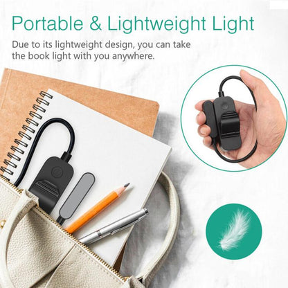 Hose Clip Book Light Night Reading Lamp Adjustable Brightness USB Rechargeable Book Clip Lights, 8LED Long Strip Type-White, 8LED Long Strip Type-Black, 12LED Shower Type-White