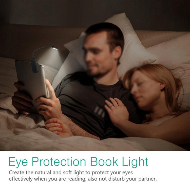 Hose Clip Book Light Night Reading Lamp Adjustable Brightness USB Rechargeable Book Clip Lights, 8LED Long Strip Type-White, 8LED Long Strip Type-Black, 12LED Shower Type-White