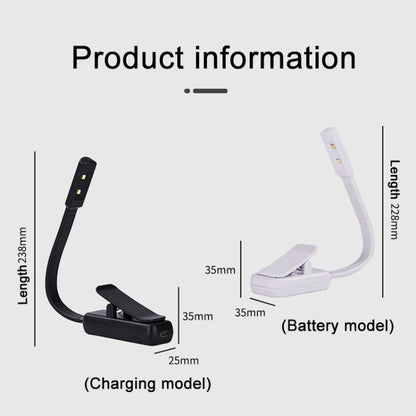 Portable Book Clip Lamp Dormitory Eye Protector Table Lamp Bedroom Night Lights, Battery Model White, Battery Model Black, Charging Model White, Charging Model Black