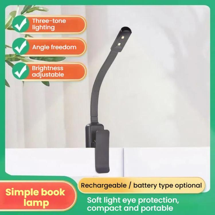 Portable Book Clip Lamp Dormitory Eye Protector Table Lamp Bedroom Night Lights, Battery Model White, Battery Model Black, Charging Model White, Charging Model Black