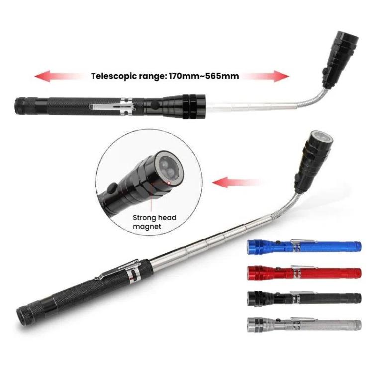 170mm-565mm 3LEDs Light Bendable Telescopic Multifunctional Picker Auto Repair Screw Tool, 170mm-565mm
