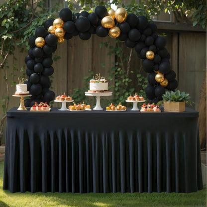 Spandex Table Skirt for Rectangle Table Stretchable Wrinkle Resistant Tablecloth for Weddings Parties Tradeshows, 122x60x76cm, 183x76x76cm, 243x76x76cm