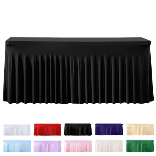 Spandex Table Skirt for Rectangle Table Stretchable Wrinkle Resistant Tablecloth for Weddings Parties Tradeshows, 122x60x76cm, 183x76x76cm, 243x76x76cm