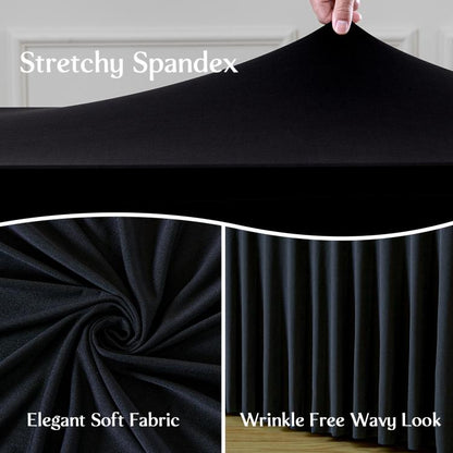 Spandex Table Skirt for Rectangle Table Stretchable Wrinkle Resistant Tablecloth for Weddings Parties Tradeshows, 122x60x76cm, 183x76x76cm, 243x76x76cm