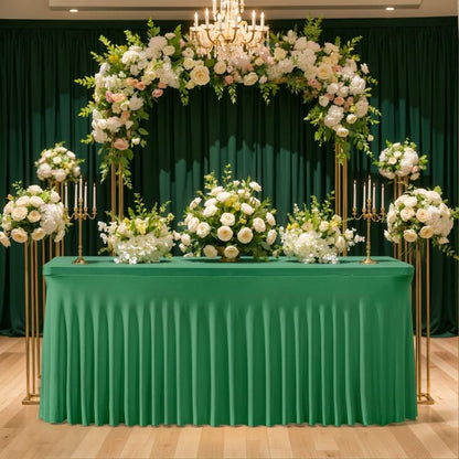 Spandex Table Skirt for Rectangle Table Stretchable Wrinkle Resistant Tablecloth for Weddings Parties Tradeshows, 122x60x76cm, 183x76x76cm, 243x76x76cm