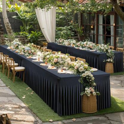 Spandex Table Skirt for Rectangle Table Stretchable Wrinkle Resistant Tablecloth for Weddings Parties Tradeshows, 122x60x76cm, 183x76x76cm, 243x76x76cm