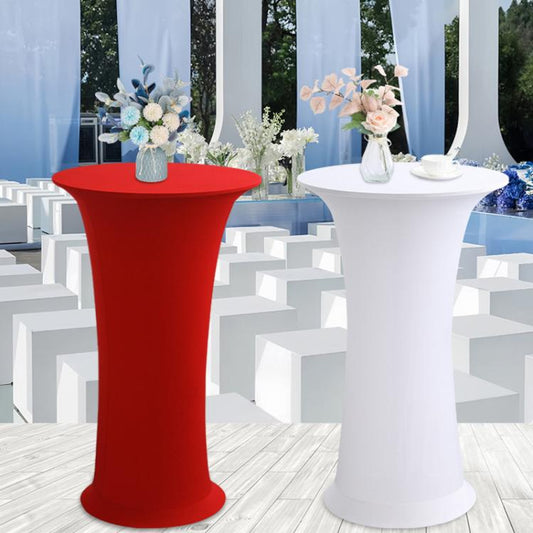 Elastic Spandex Table Cover Hotel Wedding Decor Solid Color Cocktail Round Bottom Bar Cover, 60cm Round, 80cm Round