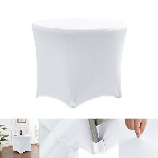 Simple Modern Stretch Round Table Cover Hotel Wedding Banquet Four Corners Large Round Table Cover, 122x75cm, 153x75cm, 183x75cm