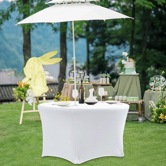 Simple Modern Stretch Round Table Cover Hotel Wedding Banquet Four Corners Large Round Table Cover, 122x75cm, 153x75cm, 183x75cm