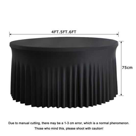 Polyester Elastic Tablecloth Cover Wedding Banquet Party Decoration Round Table Skirt Office Tablecloth, 4FT, 5FT, 6FT