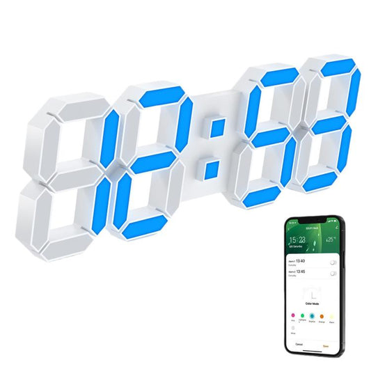 ساعة حائط رقمية ملونة ثلاثية الأبعاد تعمل بالتحكم عن بعد مع منبه/عرض التاريخ/درجة الحرارة، ساعة حائط وطاولة، 22.5 × 9.4 × 2.2 سم