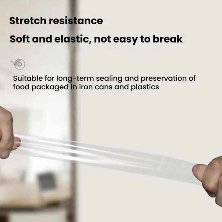 PVC Food Can Sealing Film Transparent Seamless Tape, 15mm x 20m, 15mm x 66m, 18mm x 66m, 20mm x 66m, 25mm x 66m, 15mm x 100m, 25mm x 100m, 18mm x 100m, 20mm x 100m