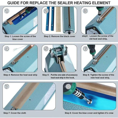 5pcs /Pack Impulse Sealer Spare Repair Parts Heat Seal Strips Replacement, 200mm, 300mm, 400mm