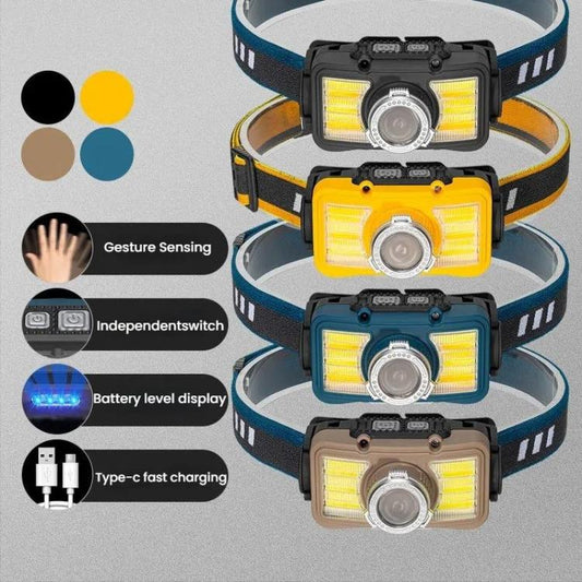 E-SMARTER W6100A LED Mini Wave Sensor Headlamp COB Outdoor Adventure Fishing Bright Headlamp