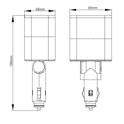 120W 1 To 2 Retractable USB Car Fast Charging Charger With Cigarette Lighter