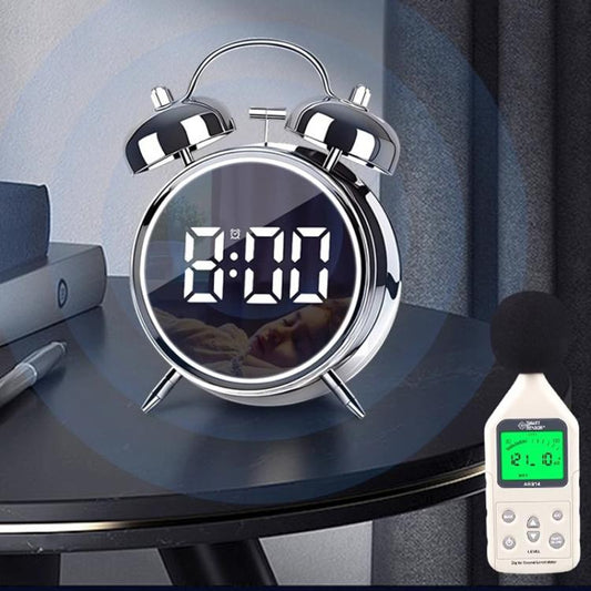 ساعة منبهة بشاشة LED تعمل لمدة 12/24 ساعة، ساعة معدنية عالية الصوت مزودة بإضاءة ليلية ومقابس للأطفال