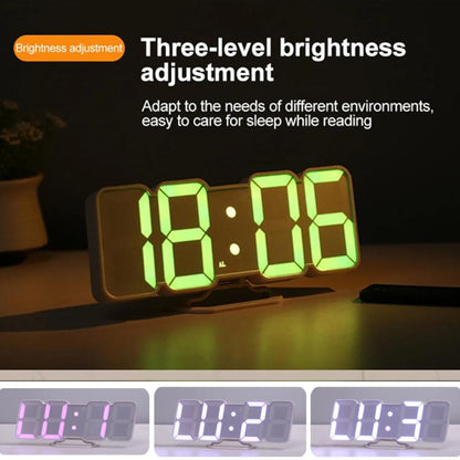 ساعة رقمية ثلاثية الأبعاد متغيرة الألوان RGB مع تحكم صوتي، سطوع قابل للتعديل، شاشة عرض درجة الحرارة وجهاز تحكم عن بعد، أبيض عادي، أسود عادي، أبيض مُحسّن للرطوبة، أسود مُحسّن للرطوبة
