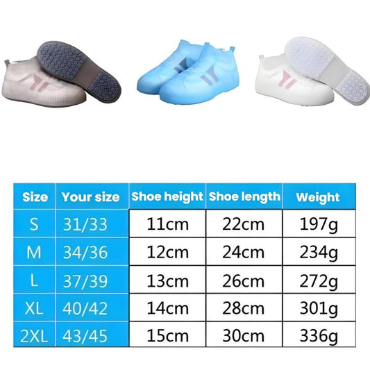 Outdoor Waterproof Non-Slip Thick Wear-Resistant Rain Shoe Covers, S 31-33, M 34-36, L 37-39, XL 40-42, XXL 43-45