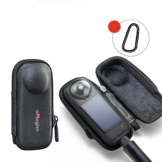 For Insta360 X5 Camera aMagisn Storage Bag Hard Shell Protective Case with Carabiner Clip, Storage Bag