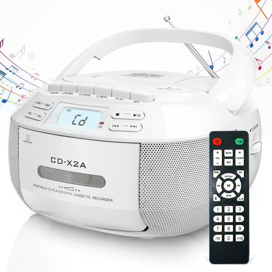 X2A Portable Cassette Player Stereo Bluetooth AM/FM/MP3 Music CD Player Tape Recorder