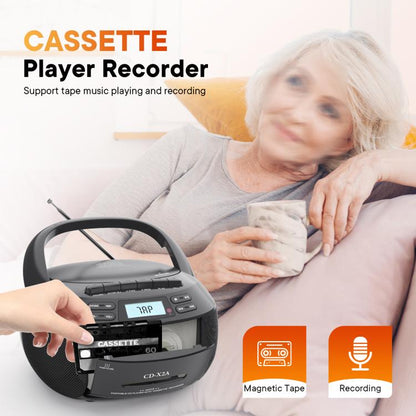 X2A Portable Cassette Player Stereo Bluetooth AM/FM/MP3 Music CD Player Tape Recorder