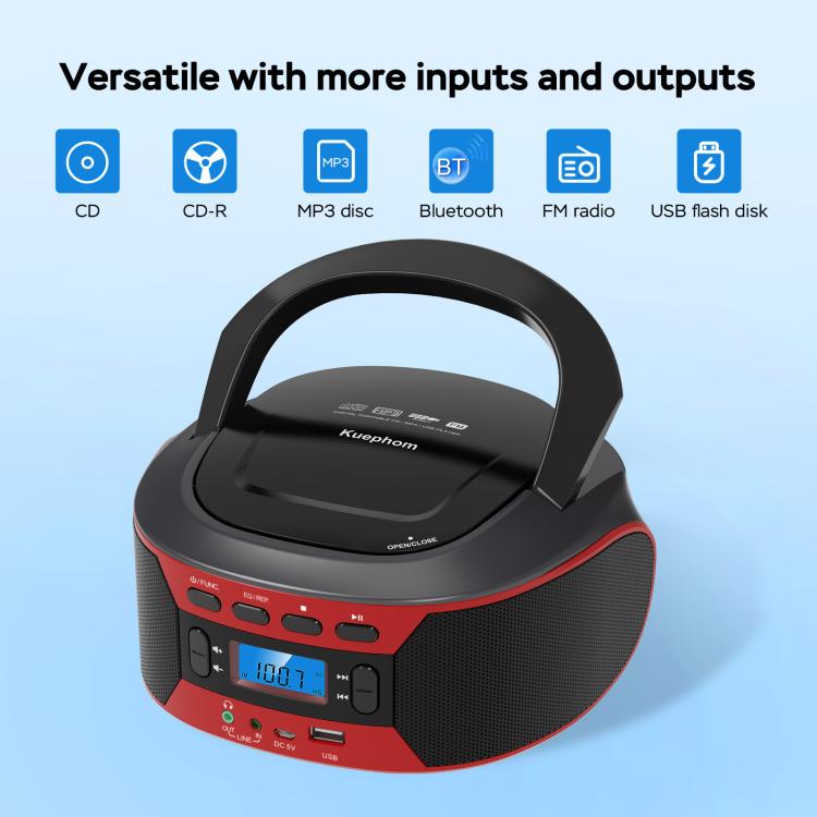 Kuephom W17 Portable Home CD Music Walkman FM Bluetooth Player