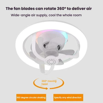 50W Ceiling Fan Light With E27 Socket 3 Speeds Adjustable RGB LED Strip, RGB LED Strip