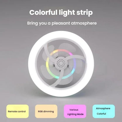 50W Ceiling Fan Light With E27 Socket 3 Speeds Adjustable RGB LED Strip, RGB LED Strip