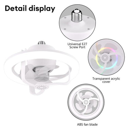 50W Ceiling Fan Light With E27 Socket 3 Speeds Adjustable RGB LED Strip, RGB LED Strip